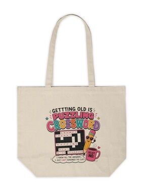 Funny Getting Old Is Puzzling Crossword Canvas Tote Bag